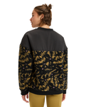 The Roxy Womens Waves Of Warmth Layered Sweatshirt in Anthracite Big Flowers