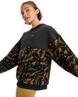 The Roxy Womens Waves Of Warmth Layered Sweatshirt in Anthracite Big Flowers