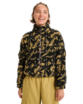 The Roxy Womens Boundless Zip Fleece Jacket in Anthracite Big Flowers