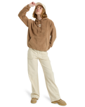 The Roxy Womens Cool Calling Polar Fleece Hoodie in Woodsmoke