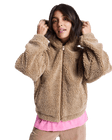 The Roxy Womens City Track Oversized Hooded Zip Fleece Jacket in Woodsmoke