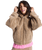 The Roxy Womens City Track Oversized Hooded Zip Fleece Jacket in Woodsmoke
