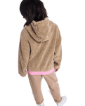The Roxy Womens City Track Oversized Hooded Zip Fleece Jacket in Woodsmoke