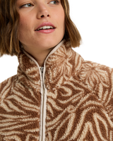 The Roxy Womens Blurry Cloud Print Zip Fleece Jacket in Parchment Animal Floral Big