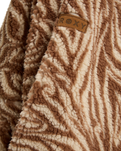 The Roxy Womens Blurry Cloud Print Zip Fleece Jacket in Parchment Animal Floral Big