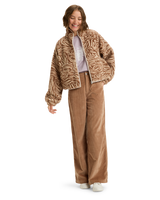 The Roxy Womens Blurry Cloud Print Zip Fleece Jacket in Parchment Animal Floral Big
