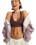 The Roxy Womens Waves Of Warmth Colourblock Fleece Jacket in Nirvana