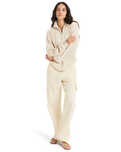 The Roxy Womens Memories Of Sun 1/2 Zip Sweatshirt in Parchment