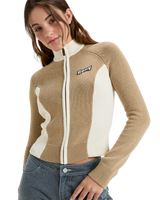 The Roxy Womens Chloe Kim Blocked Zip Sweatshirt in Travertine