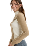 The Roxy Womens Chloe Kim Blocked Zip Sweatshirt in Travertine