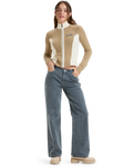 The Roxy Womens Chloe Kim Blocked Zip Sweatshirt in Travertine