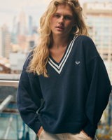 Surf School V-Neck Jumper in Mood Indigo