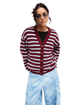 The Roxy Womens Deep As The Ocean Stripes Cardigan in Beet Red All Star Stripe