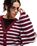 The Roxy Womens Deep As The Ocean Stripes Cardigan in Beet Red All Star Stripe
