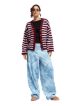 The Roxy Womens Deep As The Ocean Stripes Cardigan in Beet Red All Star Stripe