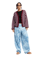 The Roxy Womens Deep As The Ocean Stripes Cardigan in Beet Red All Star Stripe