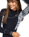 The Roxy Swell Series 3/2mm Back Zip Wetsuit in Egret Mo Rockin Vibes | Available at Anns Cottage