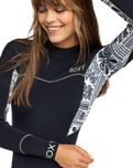 The Roxy Swell Series 4/3mm Back Zip Wetsuit in Egret Mo Rockin Vibes | Available at Anns Cottage