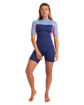 The Roxy Womens Prologue 2/2mm Back Zip Shorty Spring Wetsuit in Dark Denim