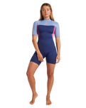 The Roxy Womens Prologue 2/2mm Back Zip Shorty Spring Wetsuit in Dark Denim