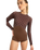 The Roxy Womens Pro Wave Onesie Long Sleeve Swimsuit in Chocolate Plum Polkabiscus