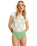 The Roxy Womens Hibiscus Daze Short Sleeve Onesie Swimsuit in Basil Party Waves