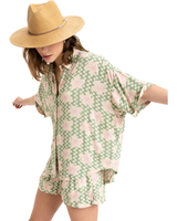 The Roxy Womens Beach Nostalgia Shirt in Basil Party Waves