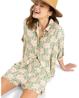 The Roxy Womens Beach Nostalgia Shirt in Basil Party Waves