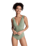 Love Elongated One Piece Swimsuit in Oil Green