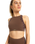 The Roxy Womens Roxy Pro Wave Crop Bikini Top in Chocolate Plum Polkabiscus
