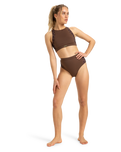 The Roxy Womens Roxy Pro Wave Crop Bikini Top in Chocolate Plum Polkabiscus