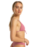 The Roxy Womens Beach Classics Strappy Tri Bikini Top in Heather Rose