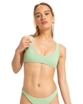 The Roxy Womens Aruba Bralette Bikini Top in Sprucetone
