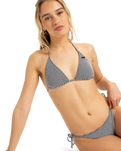 The Roxy Womens Gingham Tiki Tri Bikini Top in Anthracite