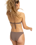 The Roxy Womens Lasca Bralette Tri Bikini Top in Deep Taupe