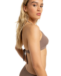 The Roxy Womens Lasca Bralette Tri Bikini Top in Deep Taupe