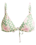 The Roxy Womens Hibiscus Daze Elongated Tri Bikini Top in Basil Party Waves