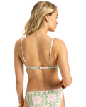 The Roxy Womens Hibiscus Daze Elongated Tri Bralette Bikini Top in Basil Party Waves