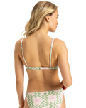 The Roxy Womens Hibiscus Daze Elongated Tri Bralette Bikini Top in Basil Party Waves