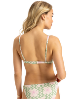 The Roxy Womens Hibiscus Daze Elongated Tri Bralette Bikini Top in Basil Party Waves
