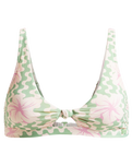 The Roxy Womens Hibiscus Daze Elongated Tri Bralette Bikini Top in Basil Party Waves