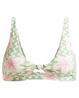 The Roxy Womens Hibiscus Daze Elongated Tri Bralette Bikini Top in Basil Party Waves