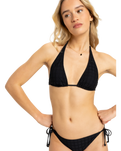 The Roxy Womens Camilo Elongated Tri Bikini Top in Anthracite