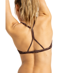 The Roxy Womens Roxy Pro The Cut Back Fixed Tri Bikini Top in Chocolate Plum Polkabiscus
