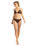The Roxy Womens Roxy Pro The Cut Back Fixed Tri Bikini Top in Chocolate Plum Polkabiscus