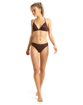 The Roxy Womens Roxy Pro The Cut Back Fixed Tri Bikini Top in Chocolate Plum Polkabiscus