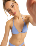 The Roxy Womens Beach Classics Tiki Tri Bikini Top in Grapemist
