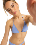 The Roxy Womens Beach Classics Tiki Tri Bikini Top in Grapemist