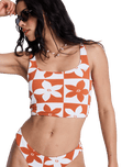 Hazy Days Crop Bikini Top in Ginger Spice Flora
