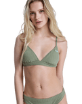 Love Fixed Tri Bikini Top in Oil Green